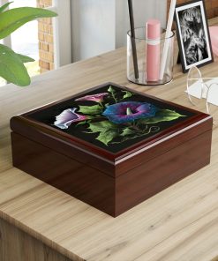 September Morning Glory Birth Month Flower Jewelry Keepsake Box – Jewelry Travel Case,Bridesmaid Proposal Gift,Bridal Party Gift