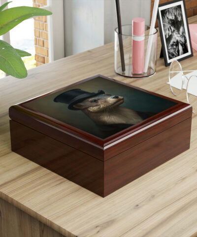 72882 193 400x480 - Mr. Otter Portrait Wood Keepsake Jewelry Box with Ceramic Tile Cover