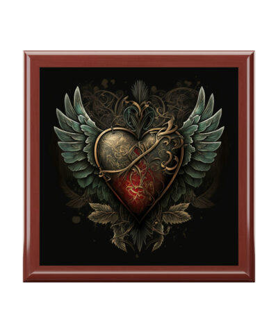 72882 204 400x480 - Tattoo Heart Wood Keepsake Jewelry Box with Ceramic Tile Cover