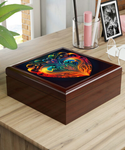 72882 229 400x480 - Psychedelic Heart Wood Keepsake Jewelry Box with Ceramic Tile Cover