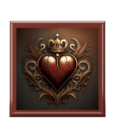 72882 234 400x480 - Antique Vintage Copper Heart Wood Keepsake Jewelry Box with Ceramic Tile Cover