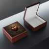 Antique Vintage Copper Heart Wood Keepsake Jewelry Box with Ceramic Tile Cover
