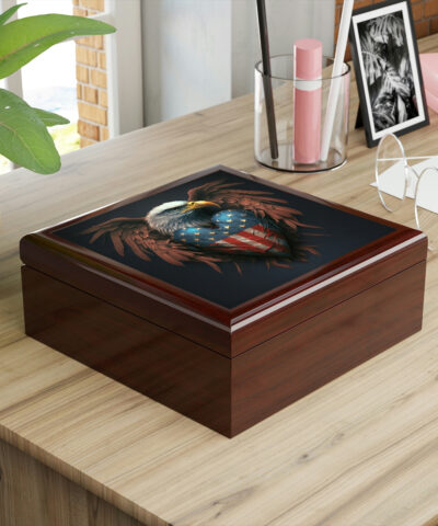 72882 238 400x480 - American Eagle Heart Wood Keepsake Jewelry Box with Ceramic Tile Cover