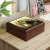 River Otter Wood Keepsake Jewelry Box with Ceramic Tile Cover
