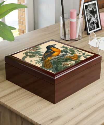 72882 271 400x480 - Vintage Baltimore Oriole Wood Keepsake Jewelry Box with Ceramic Tile Cover