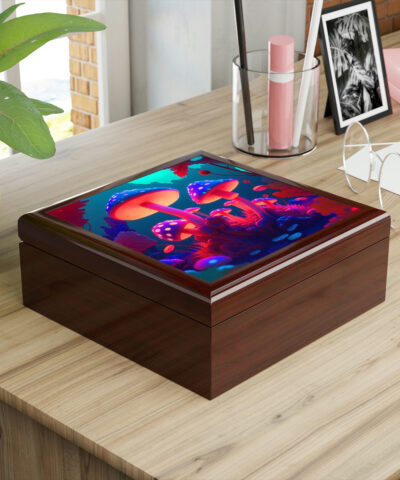 72882 286 400x480 - Psychedelic Mushroom Forest Wood Keepsake Jewelry Box with Ceramic Tile Cover