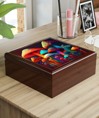 72882 322 400x480 - Magic Mushroom Wooden Keepsake Jewelry Box with Ceramic Tile Cover