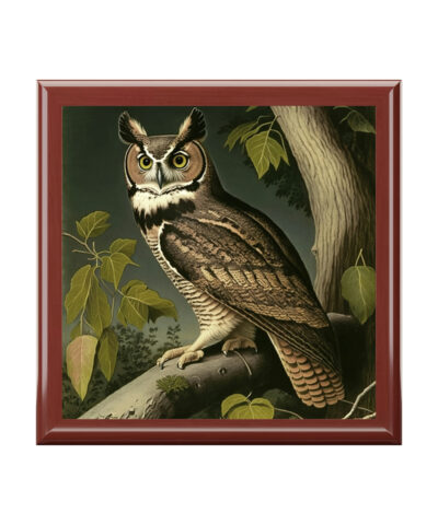 72882 345 400x480 - Vintage - Great Horned Owl - Wooden Keepsake Jewelry Box