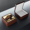 Vintage Bison Wooden Keepsake Jewelry Box