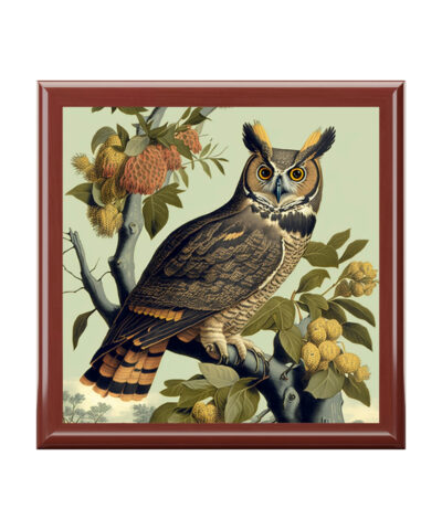 72882 351 400x480 - Vintage Great Horned Owl Wooden Keepsake Jewelry Box