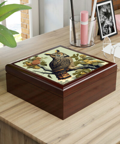 72882 352 400x480 - Vintage Great Horned Owl Wooden Keepsake Jewelry Box