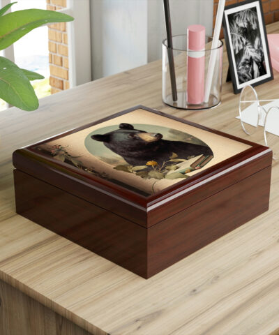 72882 376 400x480 - Vintage Black Bear Portrait Wooden Keepsake Jewelry Box