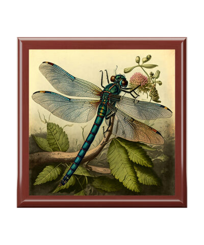 Vintage Blue Dragonfly Wooden Keepsake Jewelry Box