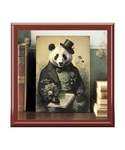 Vintage Panda Bear Art Wooden Keepsake Jewelry Box