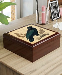Vintage American Crow Wooden Keepsake Jewelry Box
