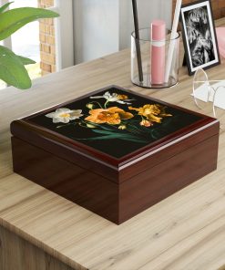 December Narcissus Birth Month Flower Jewelry Keepsake Box – Jewelry Travel Case,Bridesmaid Proposal Gift,Bridal Party Gift