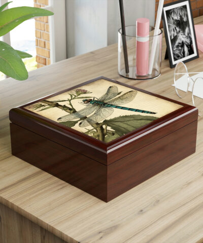 Vintage Dragonfly Wooden Keepsake Jewelry Box