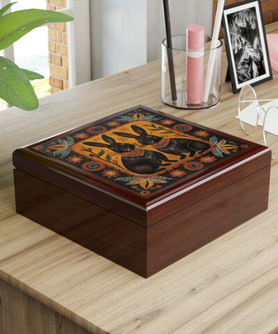 72882 518 400x480 - Rustic Folk Art Bunny Couple Design Wooden Keepsake Jewelry Box