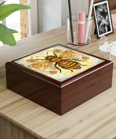72882 527 400x480 - Rustic Folk Art Honey Bee Design Wooden Keepsake Jewelry Box
