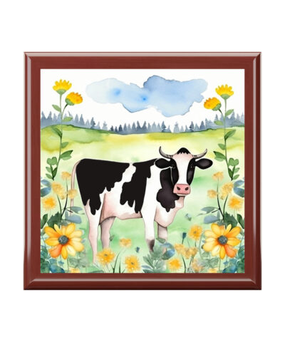 72882 530 400x480 - Rustic Folk Art Watercolor Holstein Cow Design Wooden Keepsake Jewelry Box
