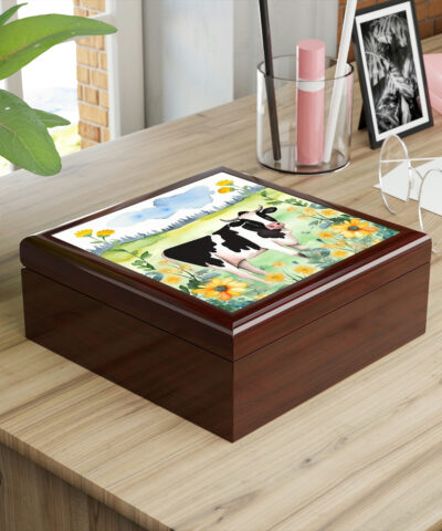 72882 531 400x480 - Rustic Folk Art Watercolor Holstein Cow Design Wooden Keepsake Jewelry Box