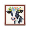 Rustic Folk Art Watercolor Holstein Cow Design Wooden Keepsake Jewelry Box
