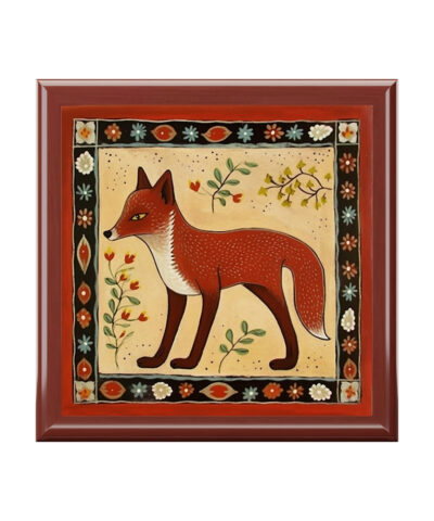 72882 536 400x480 - Rustic Folk Art Fox Design Wooden Keepsake Jewelry Box