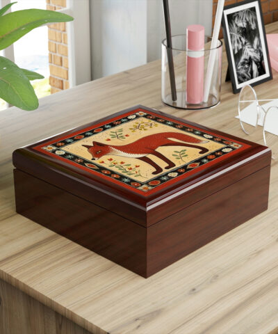 72882 537 400x480 - Rustic Folk Art Fox Design Wooden Keepsake Jewelry Box