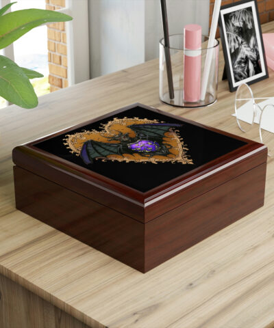 72882 567 400x480 - Purple Gothic Bat Heart Design Wooden Keepsake Jewelry Box