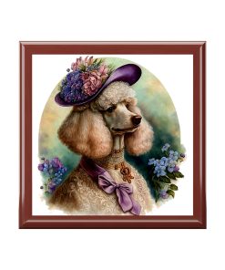 Victorian Watercolor Poodle Portrait Vintage Jewelry Keepsake Box II – a perfect gift for the poodle lover, including poodle moms and sisters