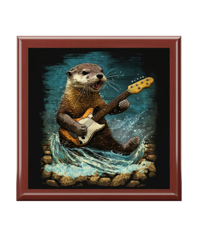 72882 84 400x480 - Otter Playing Guitar in Creek Wood Keepsake Jewelry Box with Ceramic Tile Cover