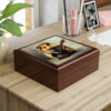 Hamster Playing Guitar Wood Keepsake Jewelry Box with Ceramic Tile Cover