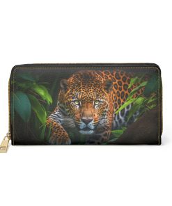 Jaguar Leopard Cat Zipper Wallet  | Cottagecore Mid-Century Modern Themed Purse