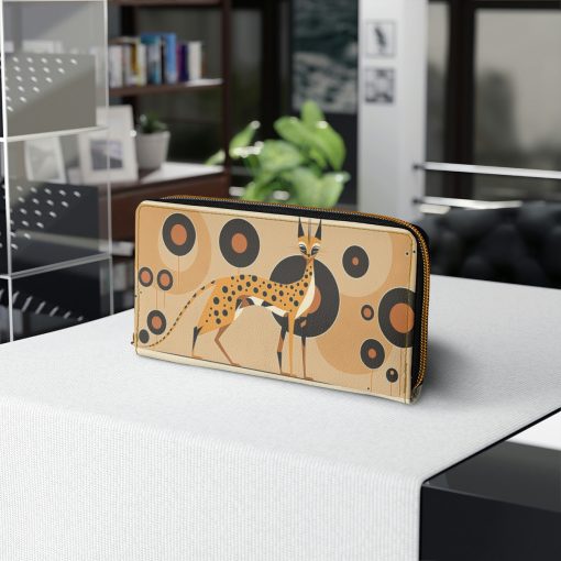 Mid-Century Modern Leopard Cat Zipper Wallet  | Cottagecore Themed Purse
