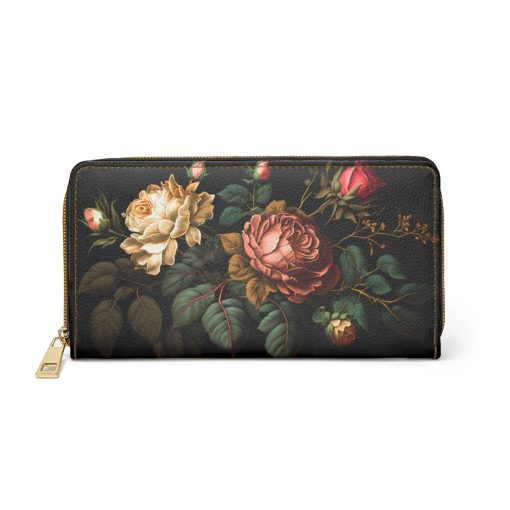 Victorian Vintage Roses Zipper Wallet  | Cottagecore Mid-Century Modern Themed Purse