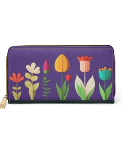 Mid-Century Modern Floral Design Zipper Wallet  | Cottagecore Boho Themed Purse