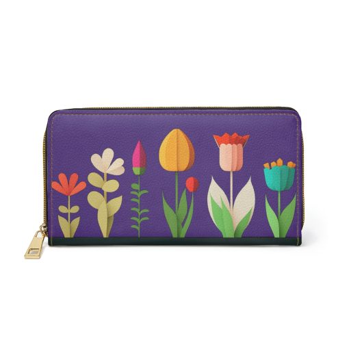 Mid-Century Modern Floral Design Zipper Wallet  | Cottagecore Boho Themed Purse