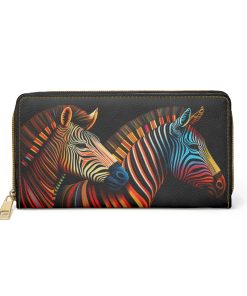 Boho Zebras Zipper Wallet  | Cottagecore Mid-Century Modern Zebra Purse