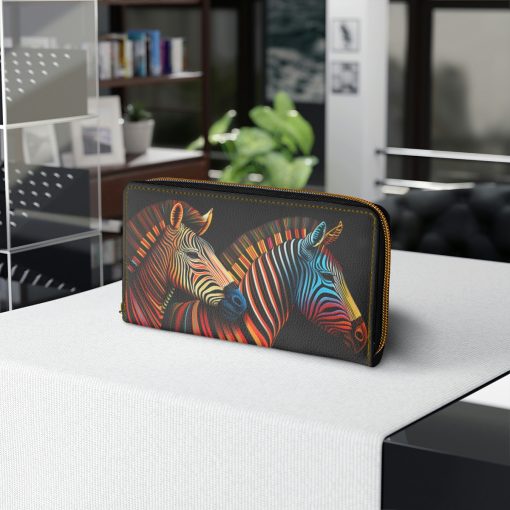Boho Zebras Zipper Wallet  | Cottagecore Mid-Century Modern Zebra Purse