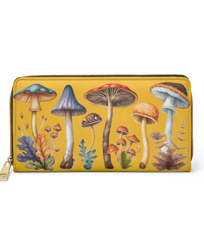 73217 84 400x480 - Yellow Mushroom Zipper Wallet  | Mycologist Cottagecore Goblincore Mushrooming Purse