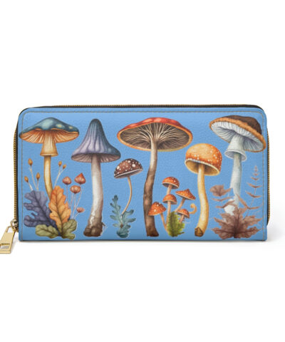 73217 88 400x480 - Lt. Blue Mushroom Zipper Wallet  | Mycologist Cottagecore Goblincore Mushrooming Purse