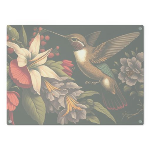 Vintage Victorian Hummingbird Floral Cutting Board