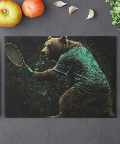 Vintage Victorian Grizzley Bear Playing Tennis Cutting Board