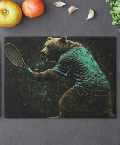 Vintage Victorian Grizzly Bear Playing Tennis Cutting Board