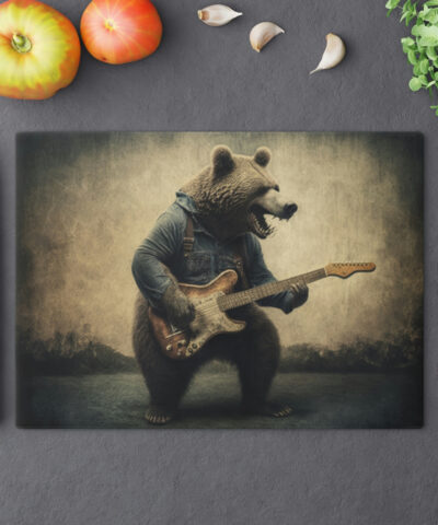 74549 5 400x480 - Boho Bohemian Grunge Grizzly Bear Playing Guitar Cutting Board