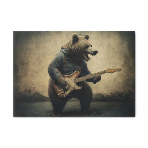 Boho Bohemian Grunge Grizzly Bear Playing Guitar Cutting Board