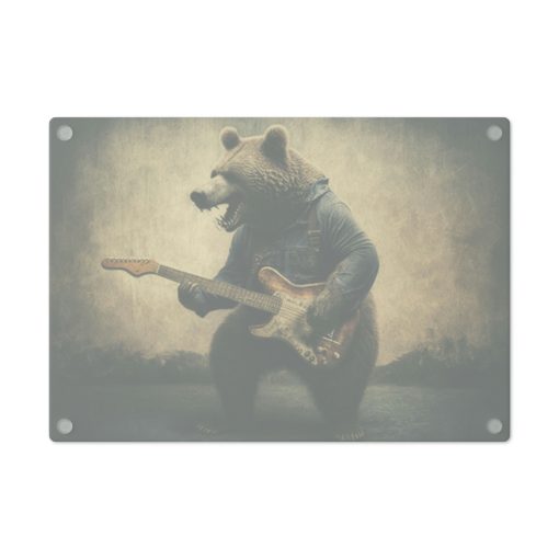Boho Bohemian Grunge Grizzly Bear Playing Guitar Cutting Board