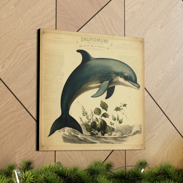 Dolphin Vintage Antique Retro Canvas Wall Art – This Art Print Makes the Perfect Gift for any Nature Lover. Decor You Can Lov