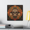 Day of the Dead Skull Mandala Vintage Antique Retro Canvas Wall Art - This Art Print Makes the Perfect Gift. Fit's just about any decor.