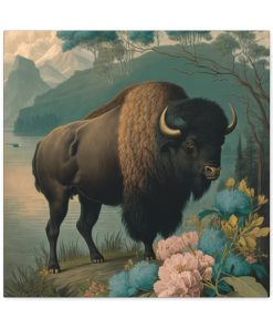 Bison Buffalo Vintage Antique Retro Canvas Wall Art – This Art Print Makes the Perfect Gift for any Nature Lover. Decor You Can Lov